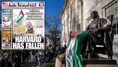 Harvard anti-Israel protesters fly Palestinian flag in spot reserved for Stars & Stripes as demonstrations ramp up across country