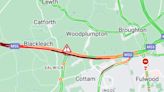 Lane closed and traffic building on M55 westbound after vehicle fire