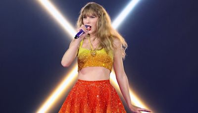 Taylor Swift wears Kansas City Chiefs colors during European Eras tour