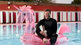 Fify Shades star Jamie Dornan rides a pink inflatable unicorn as he becomes the new face of Diet Coke