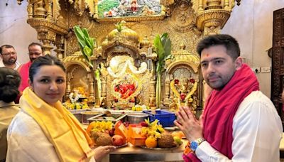 Parineeti Chopra-Raghav Chadha Seek Blessings at Siddhivinayak Temple After His Eye Operation