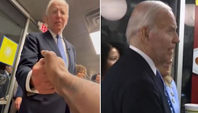 Biden 'daps' with supporter at Waffle House after car-crash debate