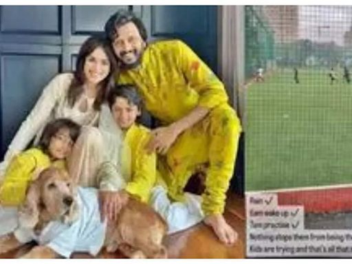 Genelia Deshmukh shares video of kids practicing football in rain: 'Nothing stops them' | Hindi Movie News - Times of India