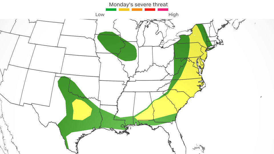 Severe storms threaten millions on Memorial Day following a weekend of destructive, deadly weather