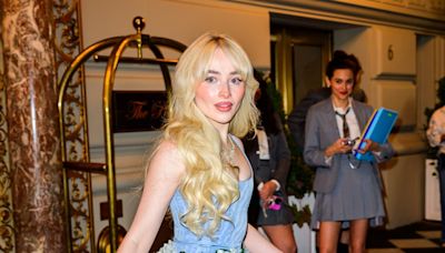 Sabrina Carpenter Wore a Teeny Tiny Skirt Made Out of Blue Flowers to the Met Gala After-Party