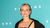 Diane Kruger Attends 'Visions' Paris Premiere in Cherry Red Two-Piece Skirt Set