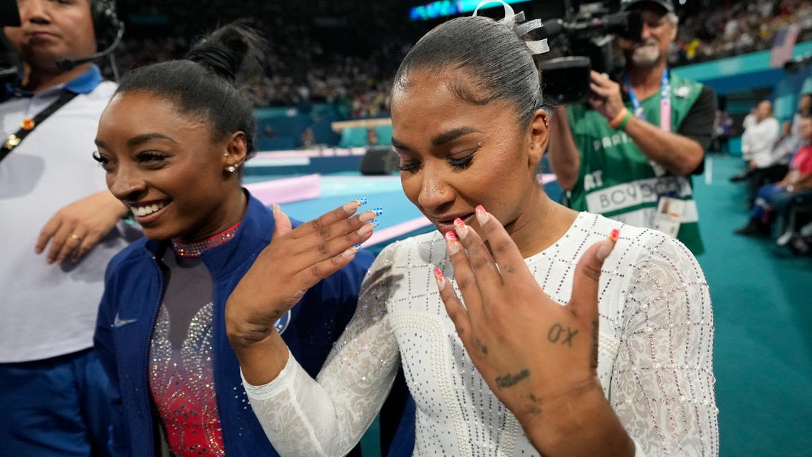 Bernice King reacts after US gymnast Jordan Chiles may be stripped of her medal