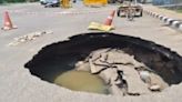 Video: Portion Of Road Caves In At Delhi's Aurobindo Marg