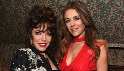 Joan Collins, 91, wows in off-shoulder dress to reunite with Elizabeth Hurley on lavish getaway