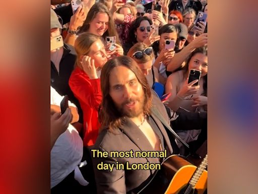 Jared Leto surprises Londoners with a singalong in Piccadilly Circus