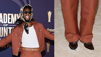 Shaboozey Hits the 2024 ACM Red Carpet in Louis Vuitton Western Boots