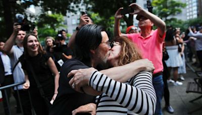 Cheers, Kisses, and Wild Celebrations Erupt Outside Courthouse as Trump Is Convicted