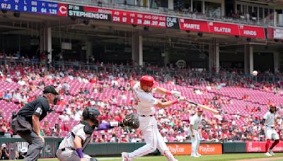 Stephenson homers twice to power Greene and the Reds to an 8-1 victory over the Rockies