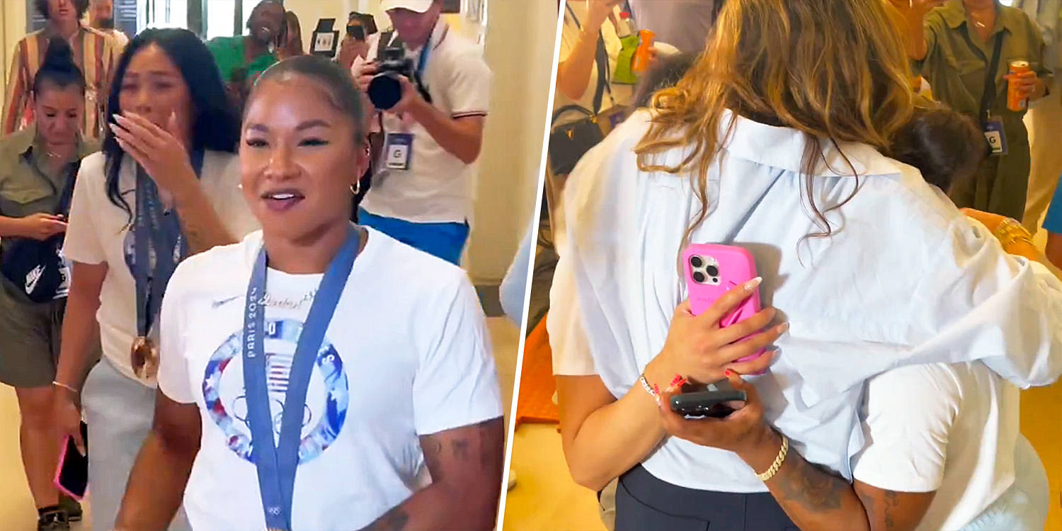 Suni Lee and Jordan Chiles flipped out when they met 'SVU' icon Mariska Hargitay — see the video