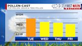 High pollen, low 80s Tuesday as more showers move in at week’s end