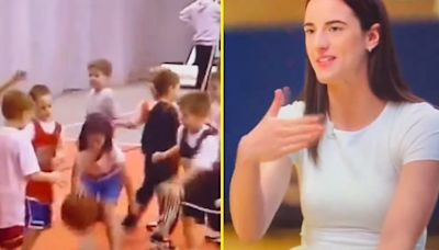 Stunning footage show a young Caitlin Clark dominating boys with absolute ease