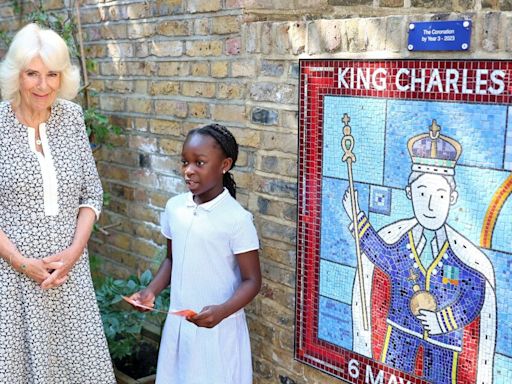 Camilla's brilliant six-word reply after children show her a mosaic of Charles