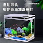魚缸客廳小型家用桌面超白玻璃小魚缸造景水族箱生態免換水金魚