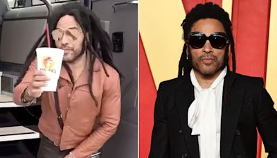 Lenny Kravitz Struts Through Buc-ee's Meeting Fans and Trying Food in Head-to-Toe Leather Outfit