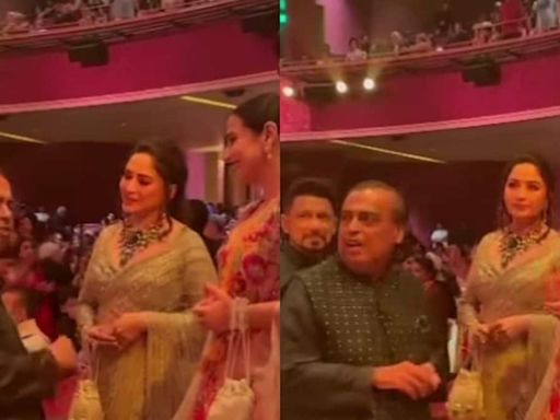 Anant Ambani And Radhika Merchant's Sangeet: Vidya Balan, Madhuri Dixit Interact With Mukesh Ambani, Watch - News18