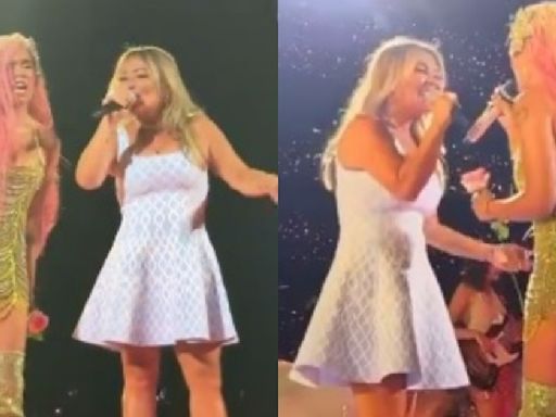 VIDEO: Amaia Montero aparece de sorpresa en concierto de Karol G; ¡cantaron 'Rosas'!