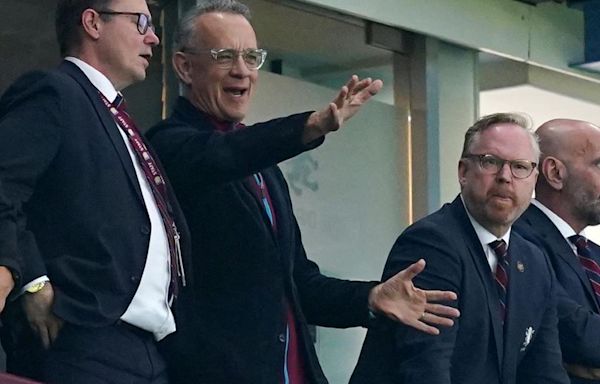 Tom Hanks cheers on Aston Villa at ground