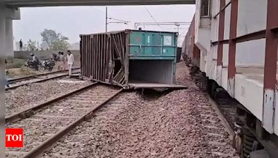 Delhi-Ambala rail route affected after 8 containers fall off goods train in Karnal - Times of India