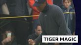 The Open 2024: Crowd roars as Tiger putts for birdie