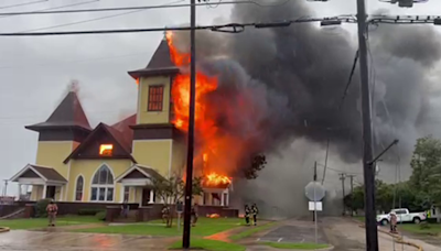 Royse City church catches fire during Tuesday storms