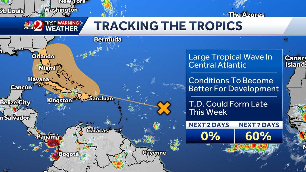 Formation chances still on the rise for large tropical wave moving toward Florida