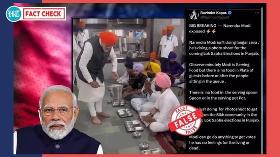 Fact Check: Viral post claims PM Modi served food to devotees at langar from empty bucket, know the truth