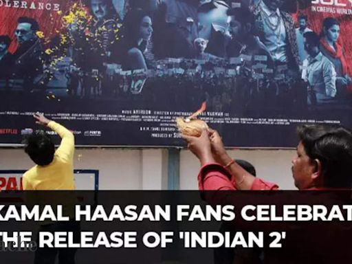 Kamal Haasan movie 'Indian 2' released in theatre, fans celebrate by bursting crackers