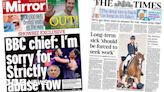 Newspaper headlines: BBC 'sorry' over Strictly, and plan to get people into work