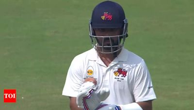 Watch: Ajinkya Rahane's bizarre dismissal as Mumbai captain falls just short of century in Irani Cup | Cricket News - Times of India