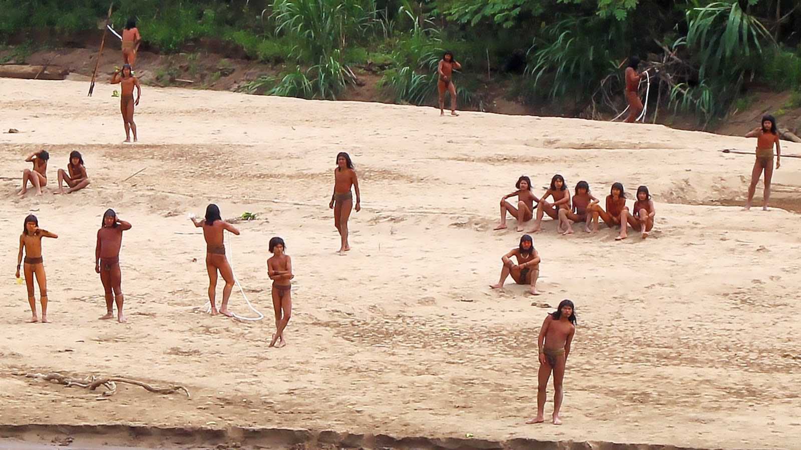 Rare pictures released of uncontacted Amazon rainforest tribe in Peru emerging near logging site