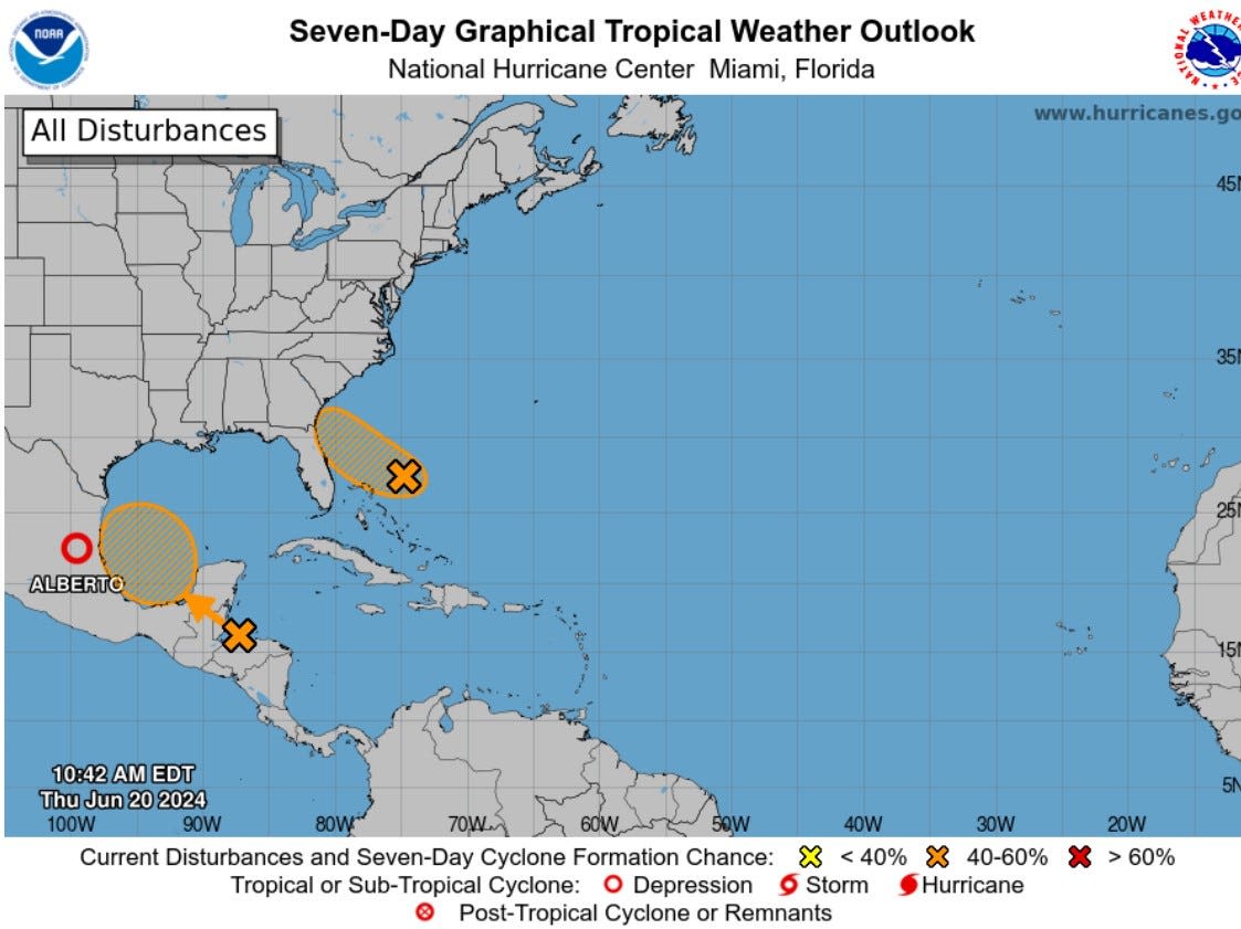 Could a low pressure near the Bahamas bring much-needed rain to the Wilmington area?