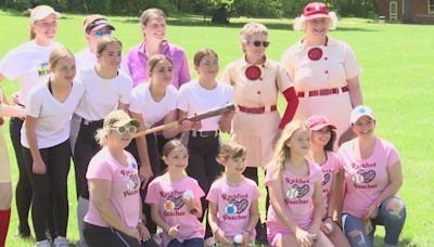 Midway Village transforms into baseball field for ‘peaches playdate’