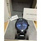 全新品代購 BURBERRY 英倫城市經典計時腕錶-藍x鐵灰/43mm BU9365