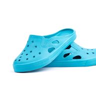 Slip-on sandals designed for use around water. Typically made from rubber materials that dry quickly and provide good traction on wet surfaces. Often feature a simple, minimalist design.
