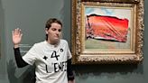 A climate activist in Paris stuck a protest poster on Monet's 'Poppy Field'