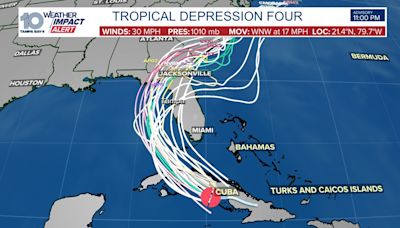 TRACKER: Watch Tropical Depression 4 using spaghetti models, forecast cone, alerts