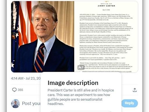 Es falso el comunicado sobre la muerte del expresidente de EEUU Jimmy Carter en julio de 2024