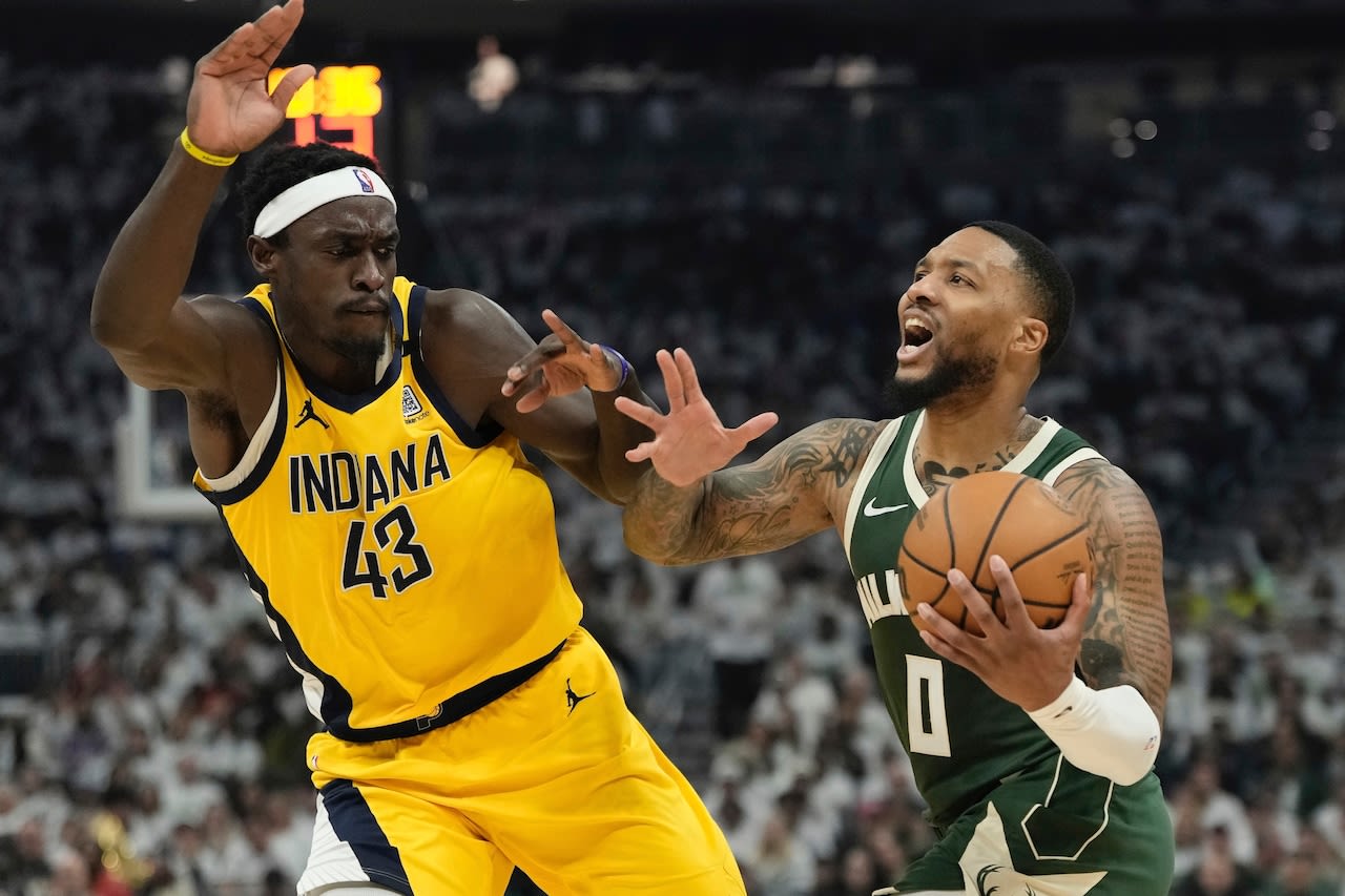 Damian Lillard scores 34, but Milwaukee Bucks fall to Indiana Pacers in Game 2