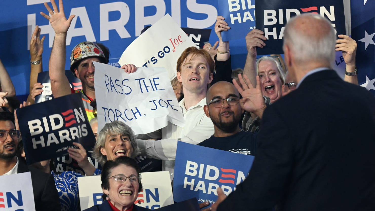 Biden Confronted With Awkward Sign at Latest Rally