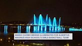 Mario Cuomo Bridge lit up with Albertus Magnus HS colors to celebrate championship