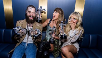 Taylor Swift, Sabrina Carpenter & Post Malone Pose for Celebratory Photos Backstage at the 2024 VMAs