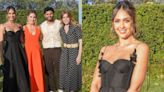 Jessica Alba Favors Romantic Embellishments in Zimmermann Corset Dress Alongside Princess Beatrice in Polka Dots at Spotify...