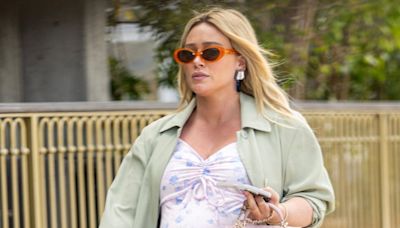 Hilary Duff Dresses Baby Bump in Floral-Print Dress While Out Running Errands