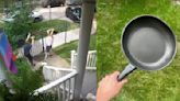 Watch: Man fights off burglar with frying pan during attempted break-in