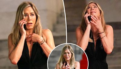 Jennifer Aniston bursts into tears on the phone while filming ‘The Morning Show’
